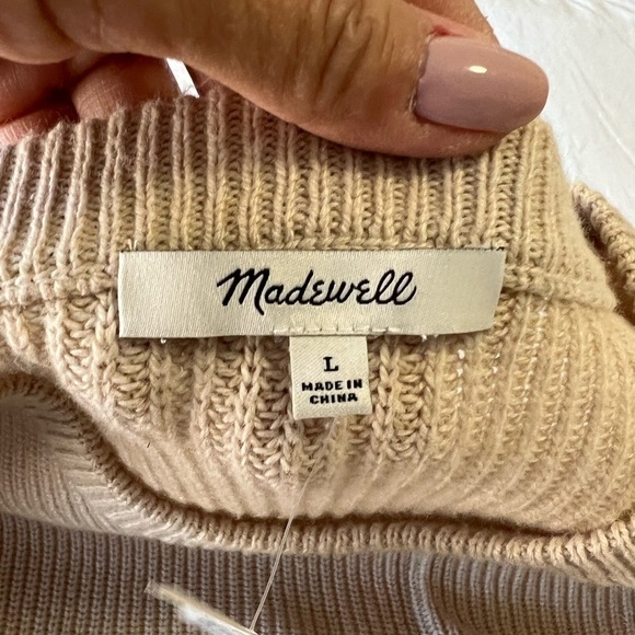 Madewell | Thompson Pocket Pullover Sweater Beige Knit SZ Large NWT - Picture 5 of 9